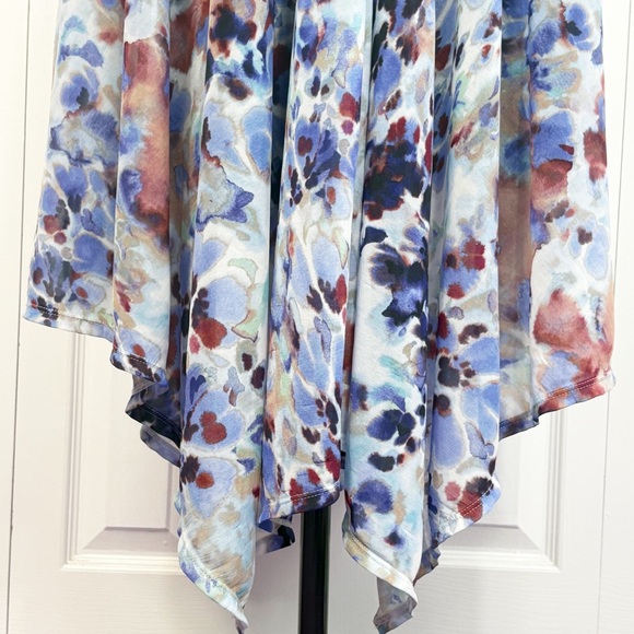 Simply Vera Wang Blue Multi Print Fairy Handkerchief Hem Midi Dress 0X - Picture 9 of 16